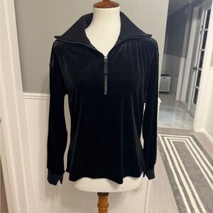 NWT Spanx Black Velvet Women's Half Zip Top Size M